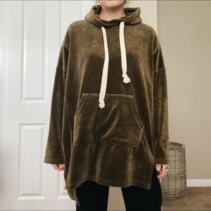 Green Velour Oversized Hoodie